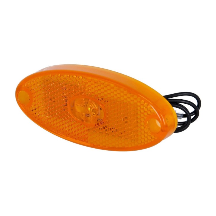 1 - Feu de Position Latéral LED Ovale Orange 12V Camping-Car